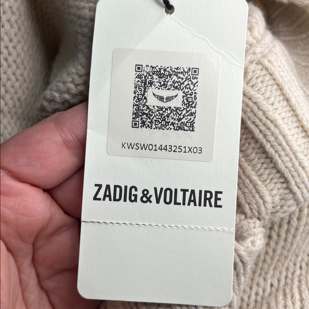 NWT Zadig & Voltaire 100% Merino Wool Valmy We Amour V Neck Sweater Small - Picture 14 of 14